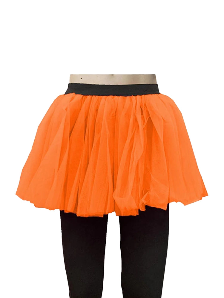 Ladies 1980s Fancy 2 Layers Tutu Skirts orange