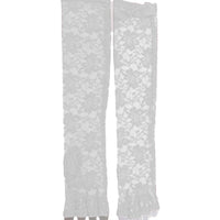 Fingerless White Long Lace Gloves