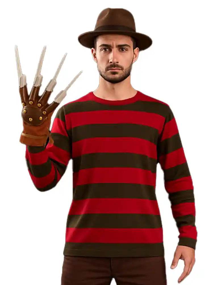 3-Piece Men's Red and Green Knitted Jumper Set - thefancydress.co.uk