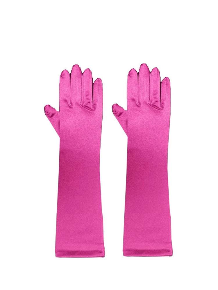 Fuchsia Long Satin Gloves - thefancydress.co.uk