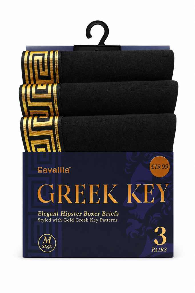 Active Star Boxer Shorts Gold Greek Pattern (Pack of 3)