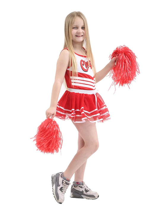 Girl High School Cheer Uniform Top Vest & Skirt