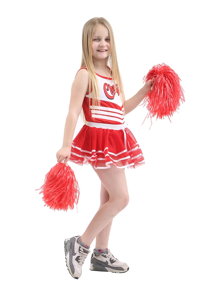 Girl High School Cheer Uniform Top Vest & Skirt 2