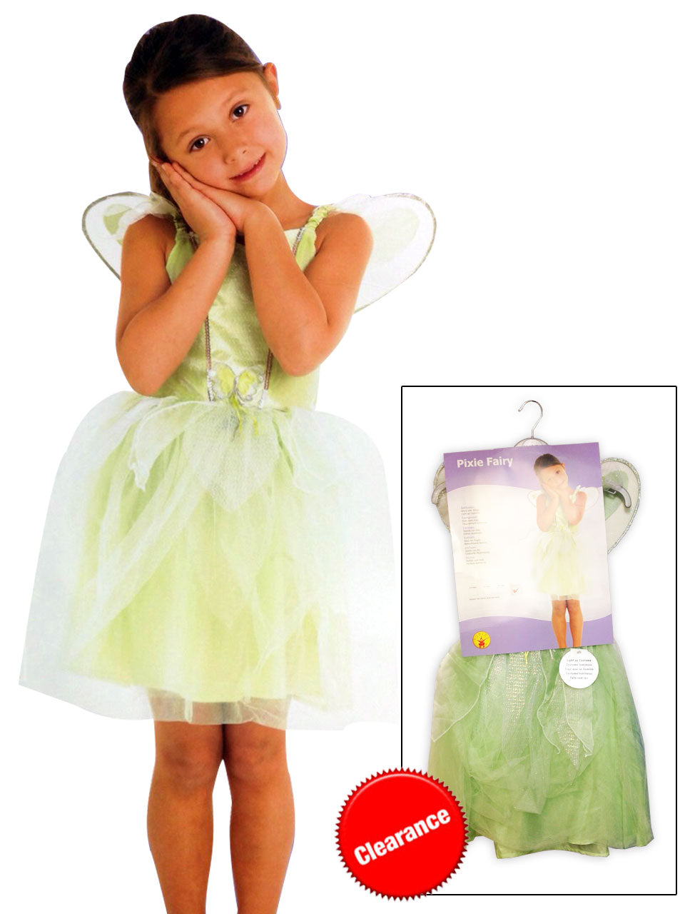 Girls Fancy Dress Green Pixie Fairy Costume