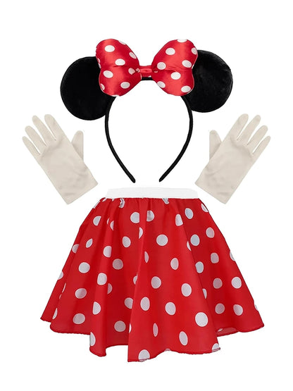 Girls 3Pcs Minnie Mouse Costume Set (5-10 Years)