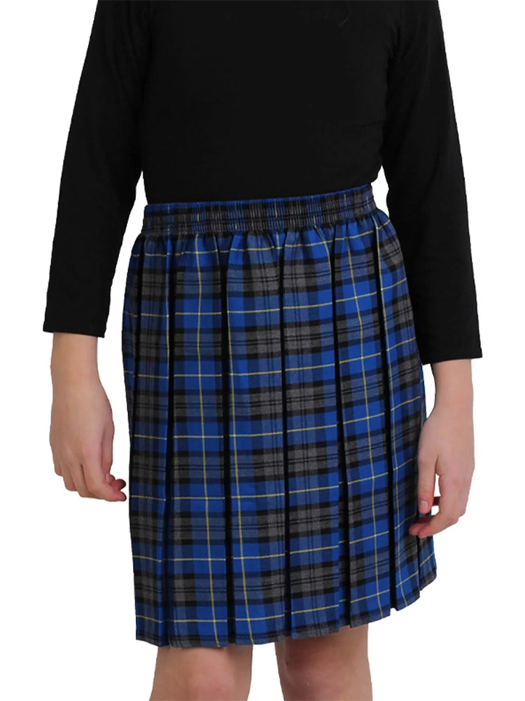 Girls Box Pleated Tartan Skirt blue