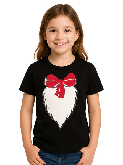Girls Cat in The Hat Ribbon Print Cotton Black T-Shirt