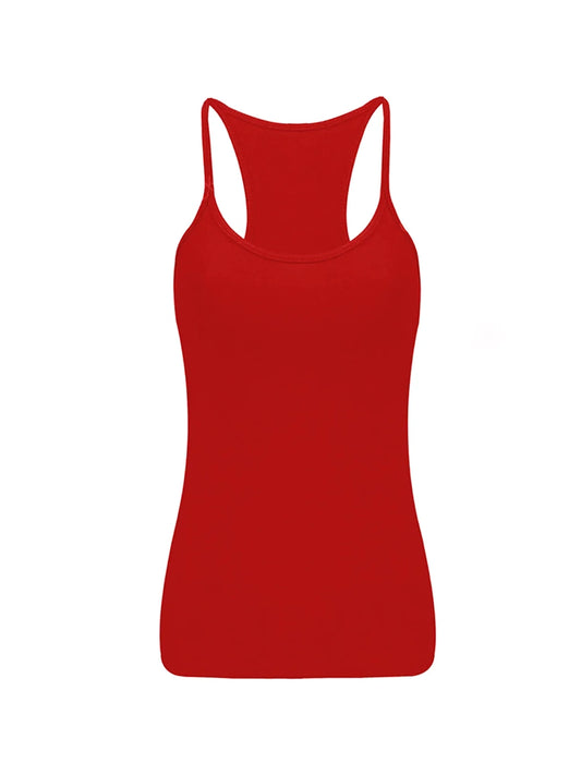 Girls Cotton Vest Top red