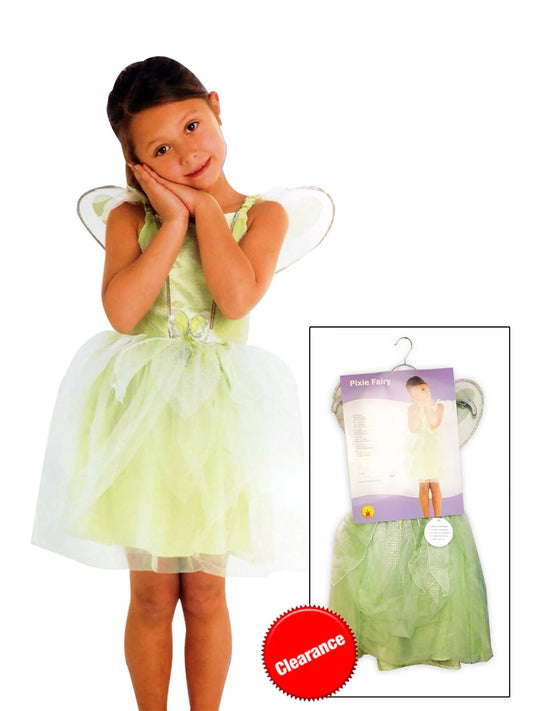 Girls Fancy Dress Green Pixie Fairy Costume