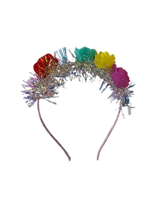 Girls Light Up Foam Flower Tinsel Festival Headband