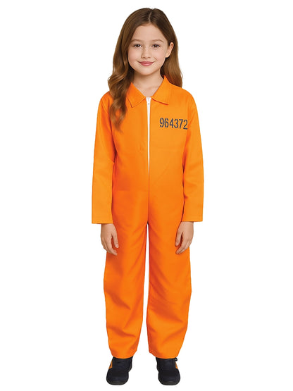 Girls Orange Prisoner Coverall Jumpsuit