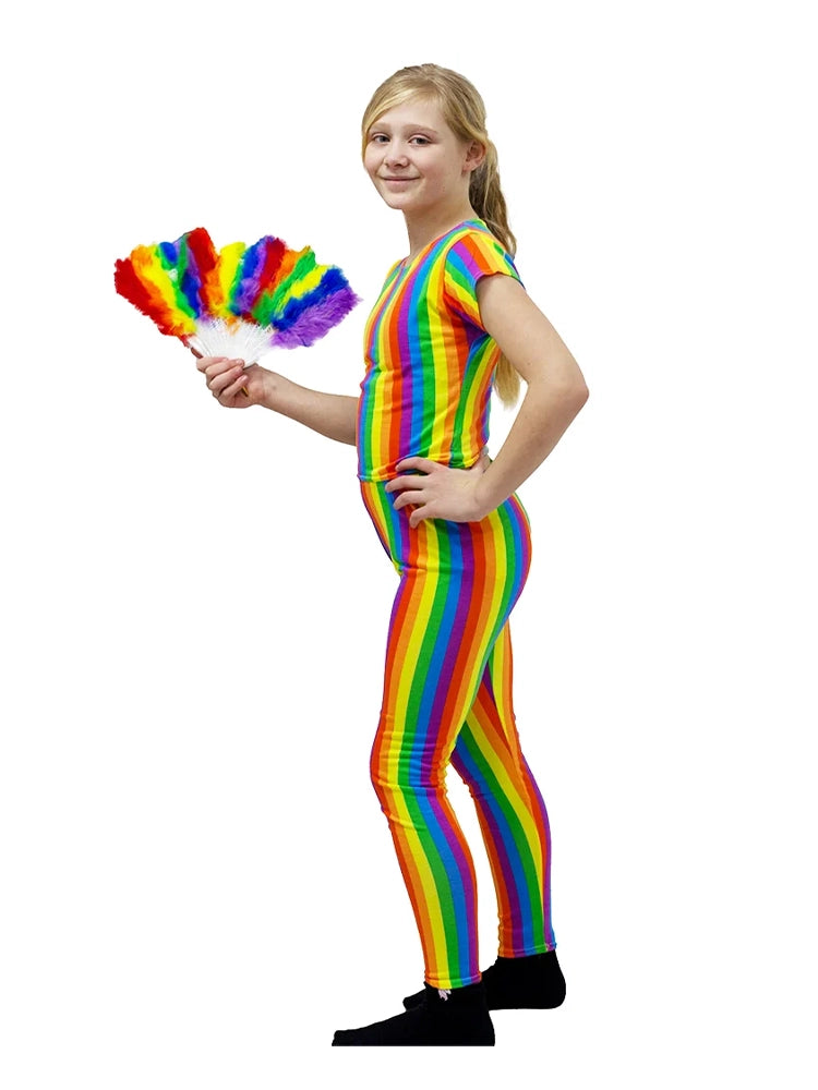 Girls Rainbow Short Sleeves Stripe Crop Top