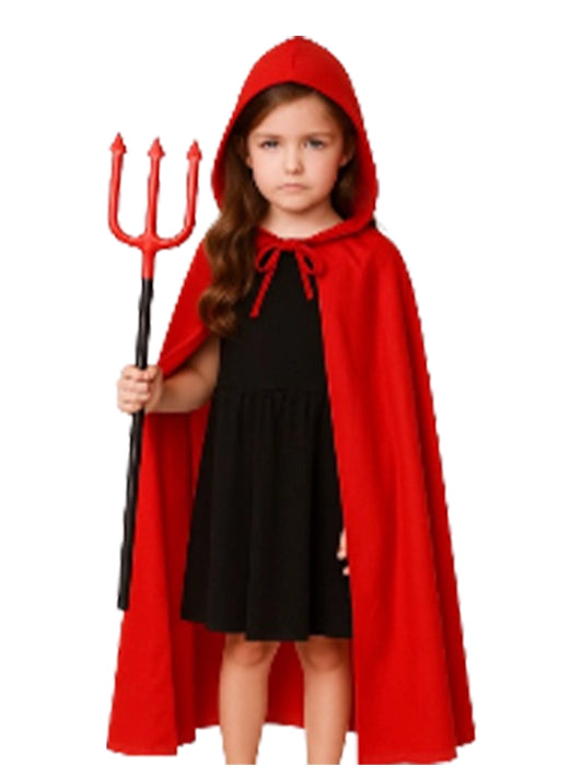 Girls Red Devil Cape & Fork Set