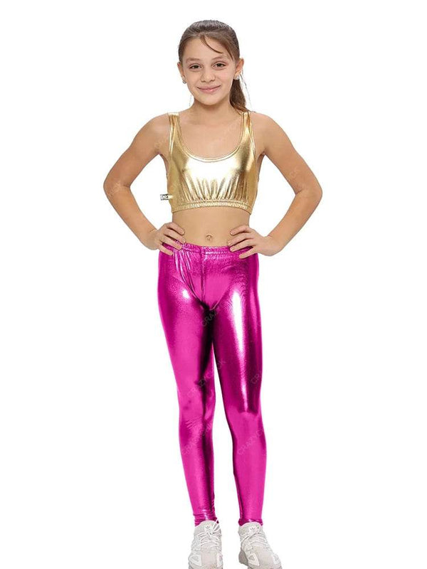 Girls Shiny Metallic Leggings - thefancydress.co.uk