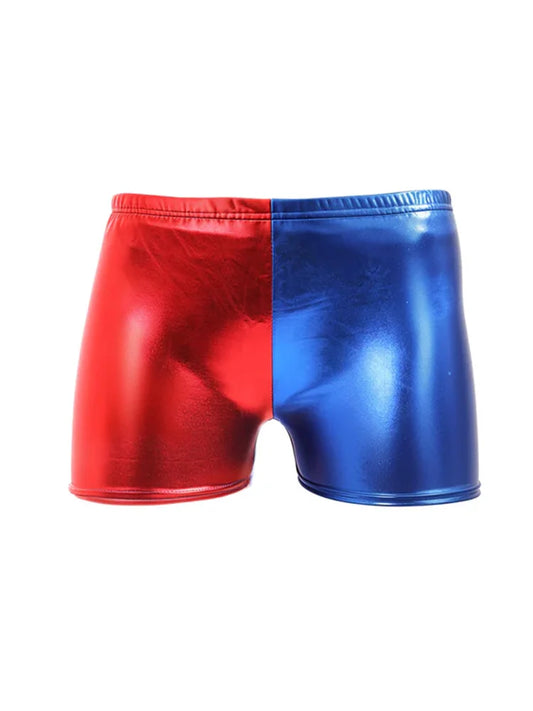 Girls Shiny Metallic Short Pants red blue