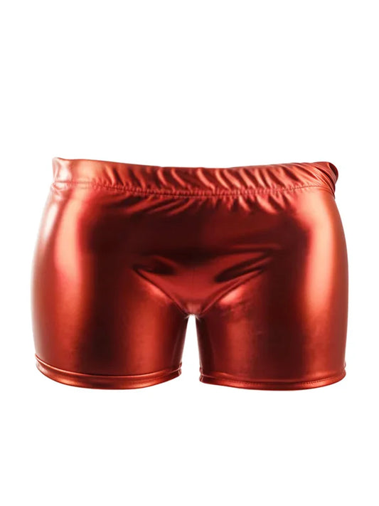 Girls Shiny Metallic Short Pants red