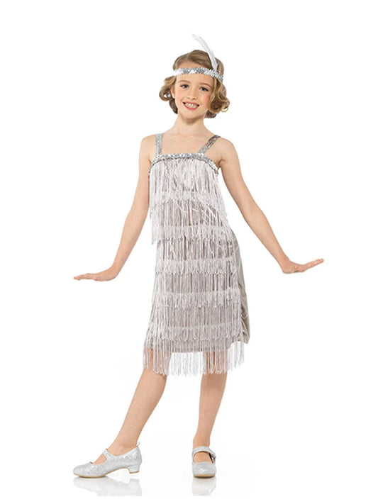 Girls Silver Flapper Costume