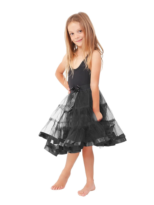 Girls 2 Layer Petticoat Tutu Skirt black