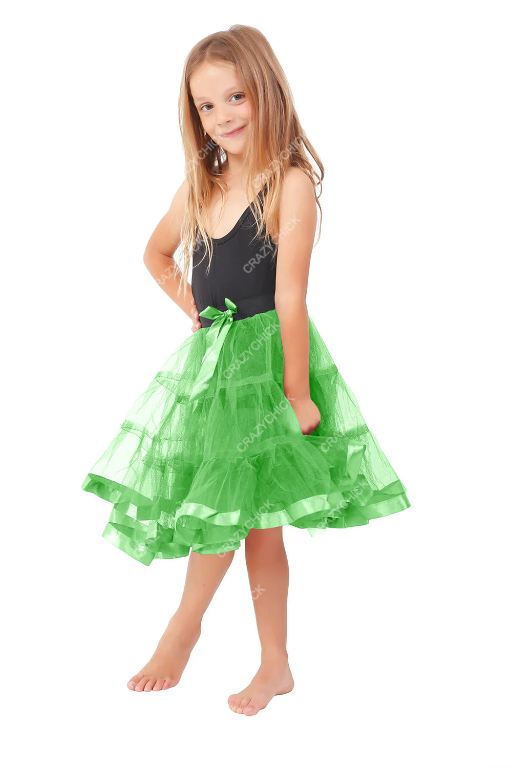 Girls 2 Layer Petticoat Tutu Skirt green