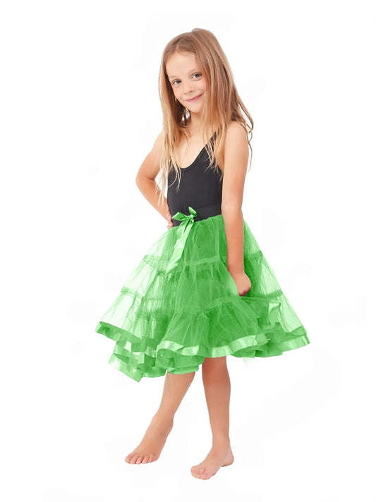 Girls 2 Layer Petticoat Tutu Skirt green