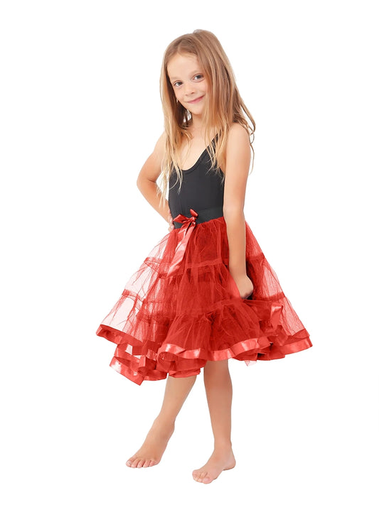 Girls 2 Layer Petticoat Tutu Skirt red
