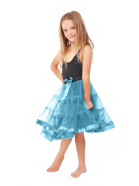 Girls 2 Layer Petticoat Tutu Skirt tuquoise
