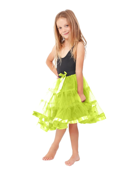 Girls 2 Layer Petticoat Tutu Skirt green