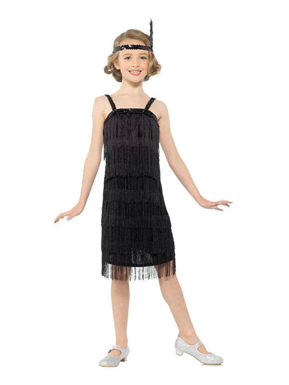 Girls Black Flapper Dress - thefancydress.co.uk