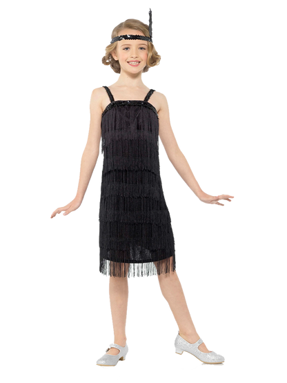 Girls Black Flapper Costume