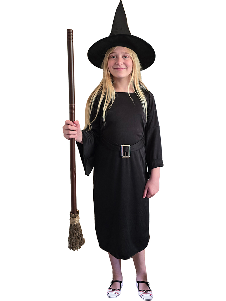 Girls Black Witch Costume With Hat