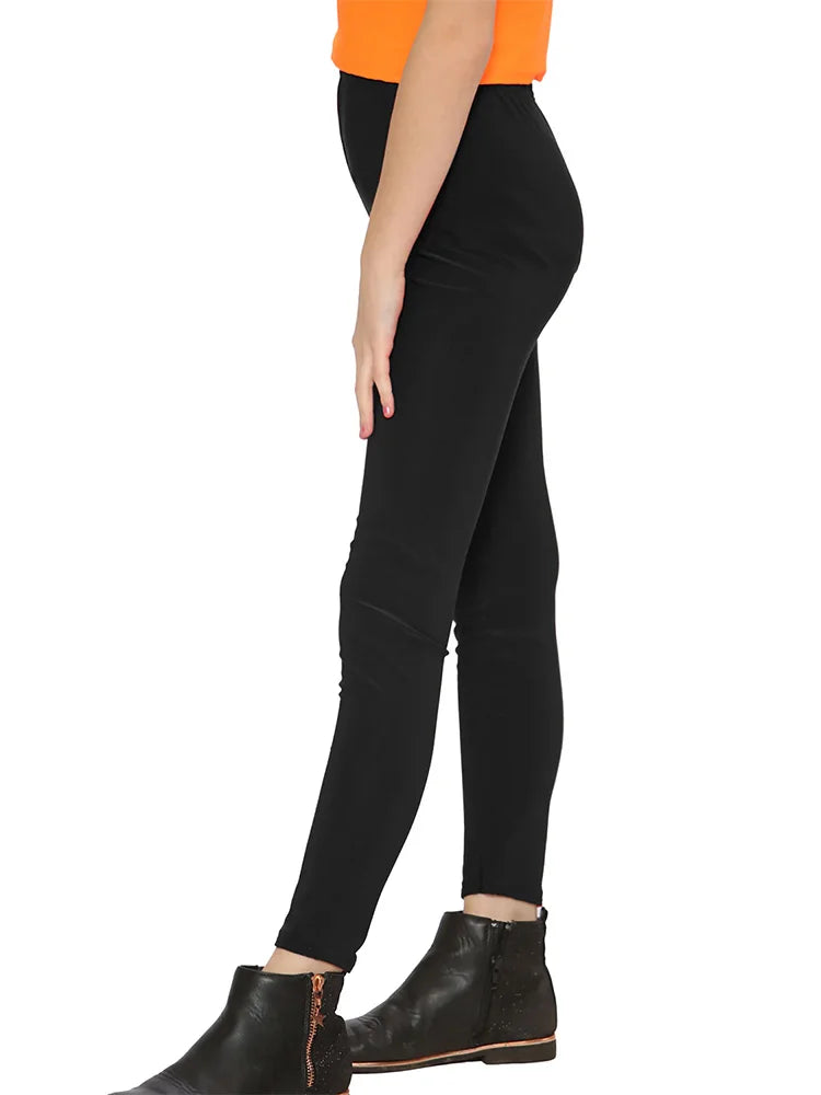 Girls' Microfibre Leggings – Full-Length, Soft & Stretchy black