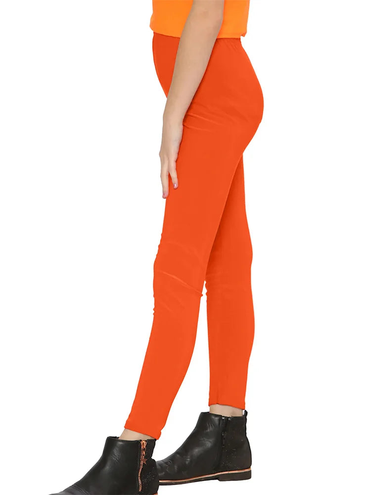 Girls' Microfibre Leggings – Full-Length, Soft & Stretchy orange