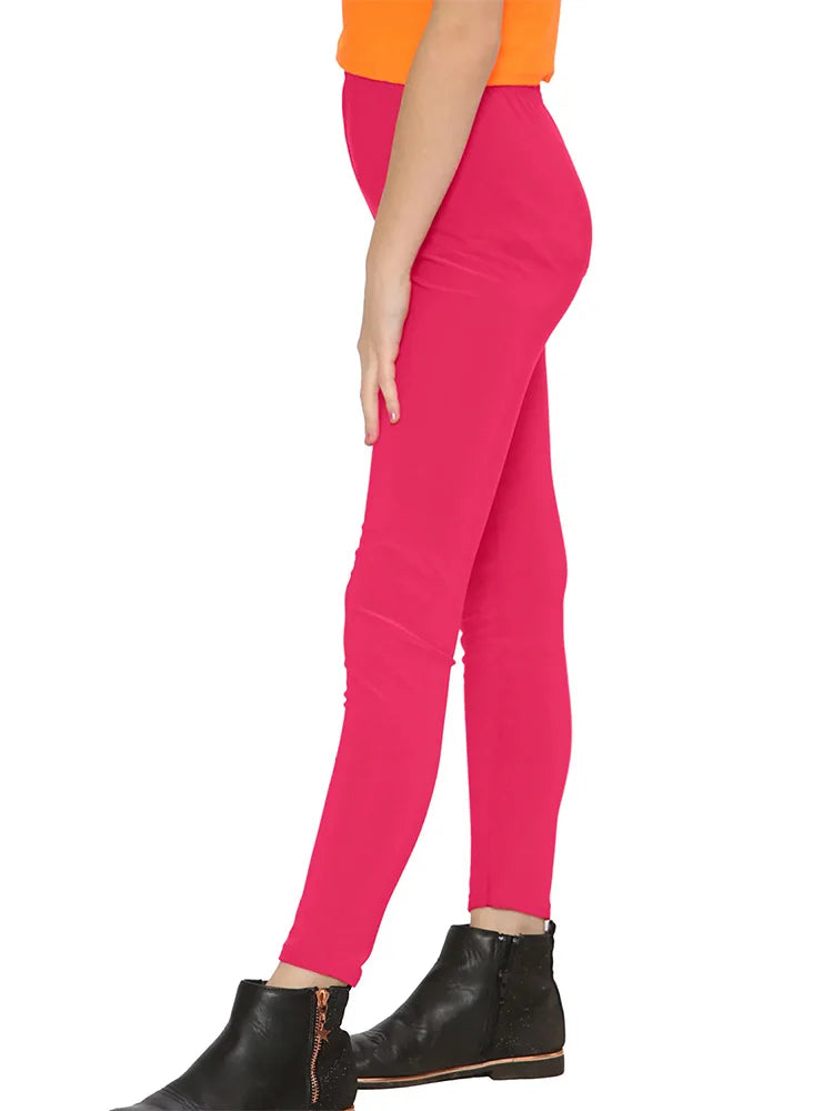 Girls' Microfibre Leggings – Full-Length, Soft & Stretchy pink
