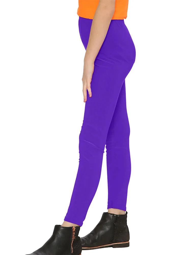 Girls' Microfibre Leggings – Full-Length, Soft & Stretchy purple