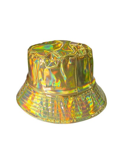 Gold Shiny Reversible Bucket Hat - thefancydress.co.uk