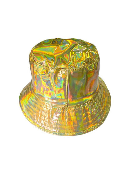 Gold Shiny Reversible Bucket Hat - thefancydress.co.uk