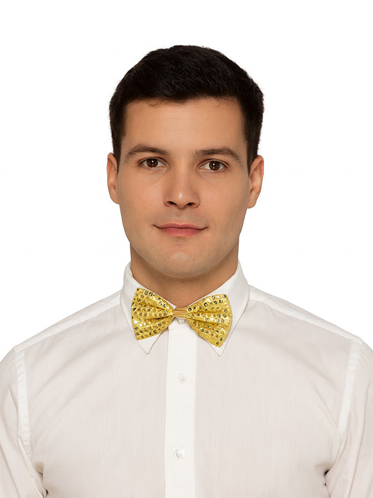Gold Men's Sequin Wedding Festive Party Accessories Bow Tie