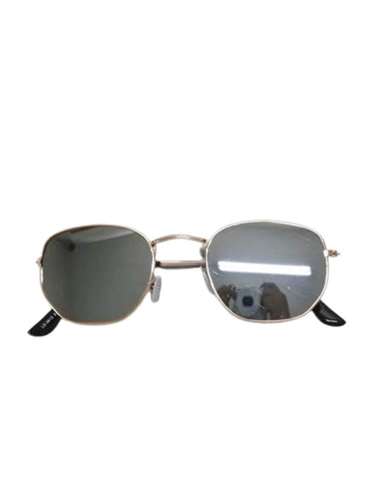 Golden Frame Round Glasses - thefancydress.co.uk