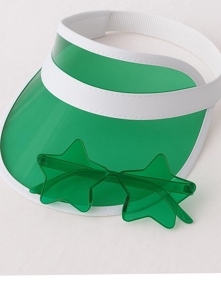 Green Visor Cap And Glasses