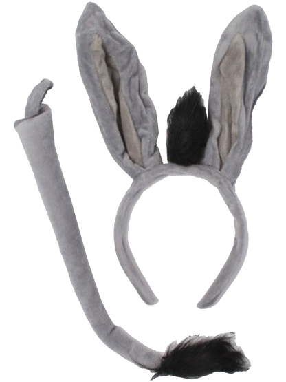 Grey Donkey Ears Alice band & Tail Set