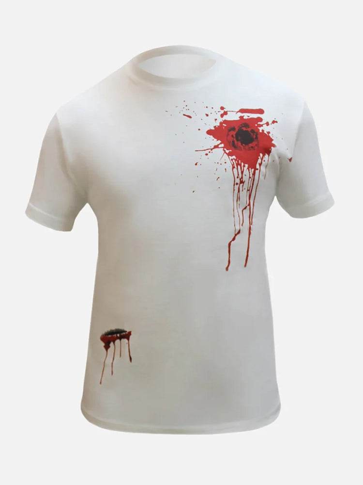 Halloween Gunshot Wound Printed T-Shirts - thefancydress.co.uk