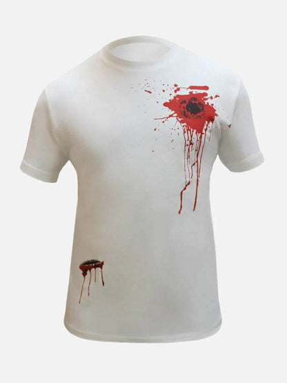 Halloween Gunshot Wound Printed T-Shirts - thefancydress.co.uk
