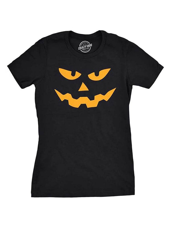 Halloween Pumpkin Style Women's Black T-Shirt - thefancydress.co.uk