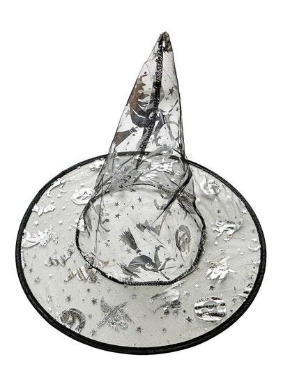 Halloween Silver & Golden Prints Witch Hat - thefancydress.co.uk