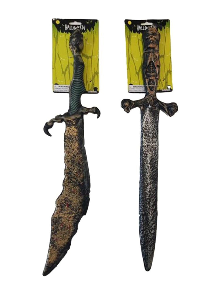 Halloween Sword 60cm – 2 Assorted with Hanging Ghost & Skeleton Decorations
