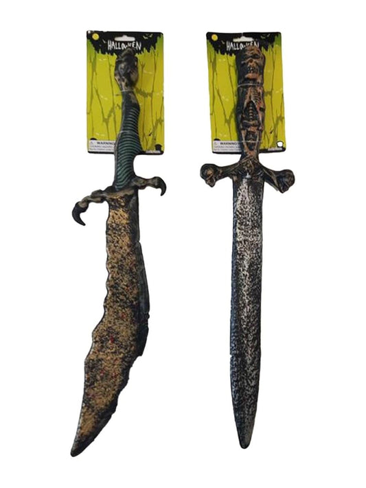 Halloween Sword 60cm – 2 Assorted with Hanging Ghost & Skeleton Decorations

