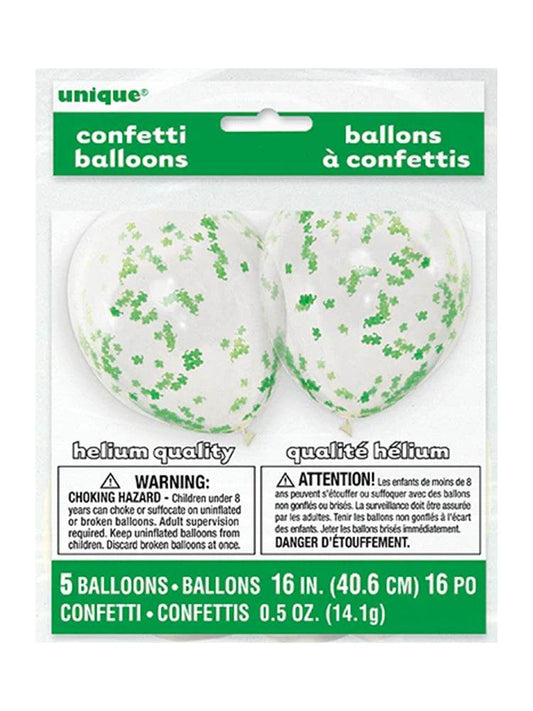 Happy ST Patrick Day Confetti Balloons ( Pack of 5) - thefancydress.co.uk