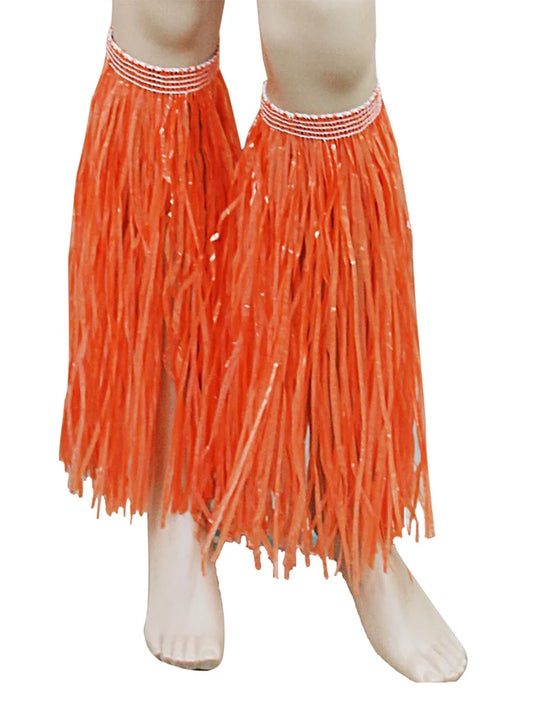 Hawaiian Hula Straw Leg Cuffs orange