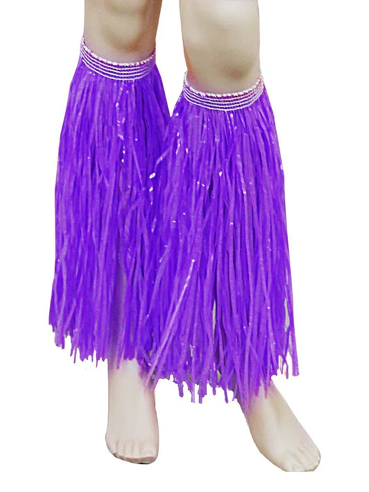 Hawaiian Hula Straw Leg Cuffs purple