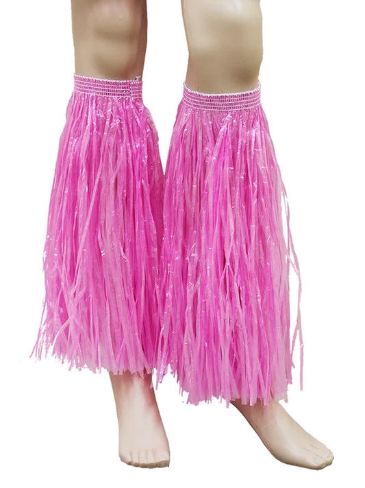 Hawaiian Hula Straw Leg Cuffs pink